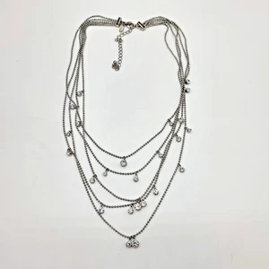 Premier Designs TWILIGHT Necklace Silver Ball Chain Crystal Accents 17 to 20" - Picture 1 of 8