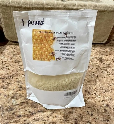 Pellets de cera de abejas de 1 lb, proyectos artesanales hágalo usted mismo, bálsamo labial, fabricación de jabón Foto 1 de 2