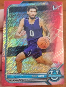 BOO BUIE 2021-22 BOWMAN UNIVERSITY 1ST CHROME RC RED SHIMMER REFRACTOR 6/10 - Picture 1 of 2