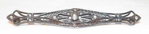Art Deco Sterling Marcasite Pin Collar Lapel Rhinestones Filagree Vintage #2 - Picture 1 of 4