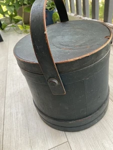 Antique Primitive Dark Blue Firkin - Picture 1 of 13