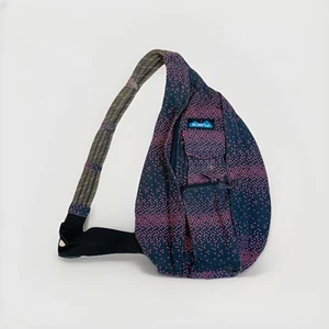 Kavu Outdoor Rope Sling Bag Crossbody Pocket Storage Backpack Blue Pink Dots - Picture 1 of 11