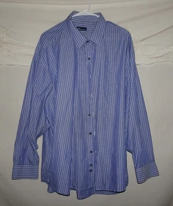 JOHN ASHFORD JA Men's Oxford Dress Blue Strip Shirt Size 18- 18 1/2  34-35 - Picture 1 of 13