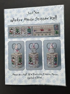 Just Nan WINTER MOUSE SCISSOR ROLL Cross Stitch Chart JN320LE w/EMBELLISHMENTS - Picture 1 of 9