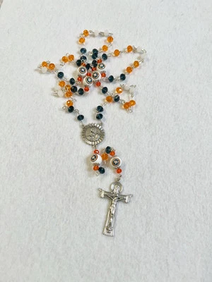 HOUSTON ASTROS ROSARY NECKLACE JEWELRY GLASS BEAD BASEBALL LOGO MLB - Image 1 of 4