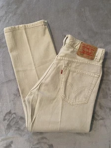 Levis 505 Jeans Mens 32x32 Khaki Beige Regular Fit Straight Leg Hipster Preppy - Picture 1 of 10