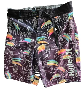 Hurley Boys Board Shorts Sz 6 Black w/Pelican Swim Trunks Beach Vacation Resort - Picture 1 of 12