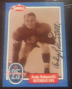 Tarjeta autografiada firmada por Andy Robustelli 1988 Swell Greats #104 New York Giants - Imagen 1 de 1