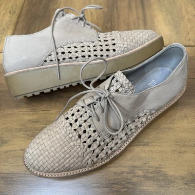 Eileen Fisher Plataforma Oxford Mujer Talla 10 Tostado Con Cordones Gamuza Comodidad Neutro Foto 1 de 4