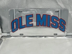 Ole Miss Rebels NCAA Silver Mirrored Laser Cut License Plate Craftique - Picture 1 of 1