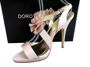 DOROTHY PERKINS NUDE TEXTILE HEELS COFFEE CORSAGE WOMENS LADIES SANDALS UK 8 - Picture 1 of 5