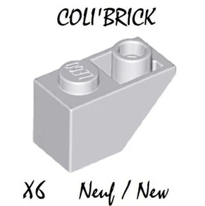 Lego 3665 - 6x Brique Toit / Slope, inverted 45 2x1 - Light Bluish Gray - NEUF - Imagen 1 de 1