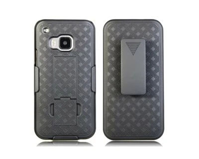 Shell Holster Belt Clip Combo Hard Case With Kickstand For HTC ONE M9 Black - Image 1 of 4