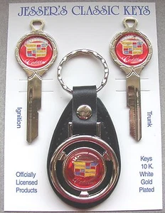 Juego de llaves rojas Cadillac Crest B-10 Deluxe clásicas de oro blanco 1936-1965 nuevas de stock  - Imagen 1 de 6