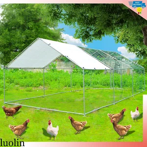 Walk in Chicken Coop Hen House Enclosure Backyard Poultry Cage Large w/ Cover US - Bild 1 von 9