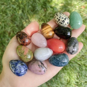 Worry Reiki Exercise Egg Stones Gemstone Palm Quartz Crystal Natural Healing - Picture 1 of 44