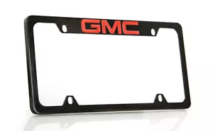 GMC Red Logo Chrome Plated Metal License Plate Frame Holder - Picture 1 of 3