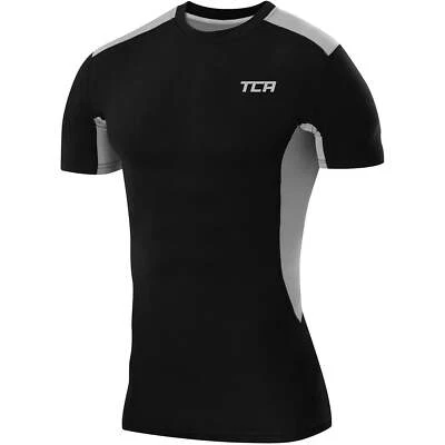TCA FX Laser Mens Compression Top Black Short Sleeve Running Base Layer T-Shirt - Image 1 of 2