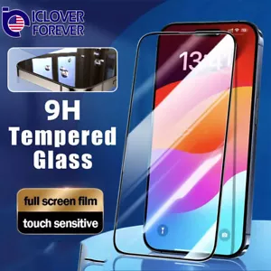 Tempered Glass Curved Full Cover Screen Protector For iPhone 15 Pro Max Plus 14 - Picture 1 of 20