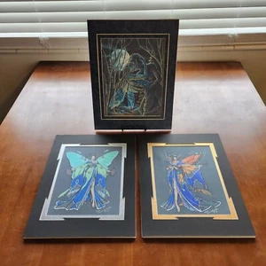 Set of 3 Fantasy Art Prints, Signed & Numbered, Fairies Geisha Moth Moon Monarch - Picture 1 of 7