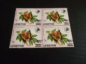 LESOTHO 1986 SG 735 SURCH BUTTERFLIES A BLOCK OF FOUR MNH - Picture 1 of 1