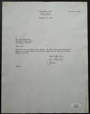 Carta firmada por Jim Hall Champion Driver 1965 en Chaparral Cars membrete JSA de colección Foto 1 de 4