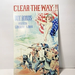 WW1 Navy CLEAR THE WAY Buy Bonds Fourth Liberty Loan Desperate Sign Company - Bild 1 von 11
