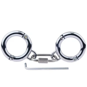 Adjustable Stainless Steel Toe Cuffs Locking Torture Cuffs For Women Men BDSM - Picture 1 of 13