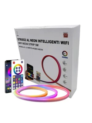 Striscia led 5 metri flex effetto neon RGBIC multicolor IP65 Smart google alexa - Immagine 1 di 4