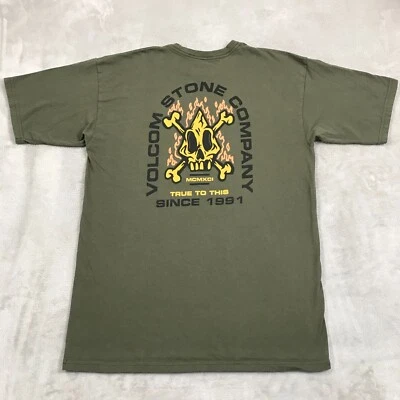 Camisa Volcom Para Hombre Talla Grande Verde Calavera Gráfica Manga Corta Cuello Redondo Algodón Foto 1 de 4
