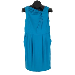 NEW Vince Camuto Twist Front Sheath Dress Womens Size 10 Blue Sleeveless Pockets - Picture 1 of 17