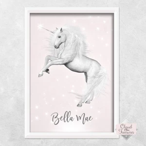 Unicorn PRINT ONLY a4 Gift Picture wall art bedroom personalised - Picture 1 of 3