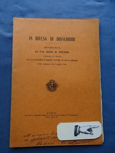 DIOSCORIDE-MEDICINA-TOSSICOLOGIA-PICCININI-NUTRIZIONE- MEMORIA-1934 - Picture 1 of 1