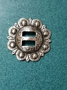 .75"  Antique  Silver Round Pico Berry Slotted Concho - Picture 1 of 3