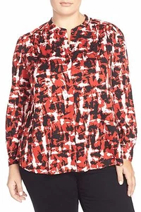 Classiques Entier Mandarin Collar Print Stretch Silk Blouse (Plus Size) 18W* - Picture 1 of 1
