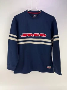 Vintage JNCO Mens Blue Pullover Crewneck Striped Logo Sweatshirt Size M - Picture 1 of 3