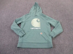 Carhartt Hoodie Sweatshirt Women S Green Relaxed Work Rain Defender Outdoor Logo - Picture 1 of 9