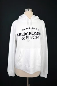 Sudadera con Capucha Abercrombie & Fitch Mujer Logo Gráfico Blanca XL NUEVA CON ETIQUETAS - Imagen 1 de 3