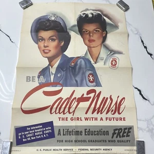 1944 Be A Cadet Nurse The Girl With A Future Poster Jon Whitcomb WWII Original - Picture 1 of 6