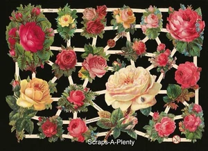 German Embossed Vintage Style Scrap Die Cut - Roses & A Lady Bug EF7344 - Picture 1 of 1