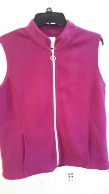 Blair Women’s Size Small Pink Fleece Sleeveless Vest  Full Zip Maroon Pre-owned - Image 1 of 4