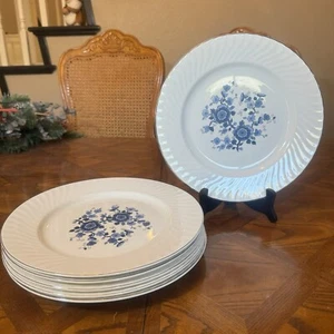 Set Of 6 Vtg Enoch Wedgwood Royal Blue Ironstone Dinner Plate 10" No Crazing! - Picture 1 of 8