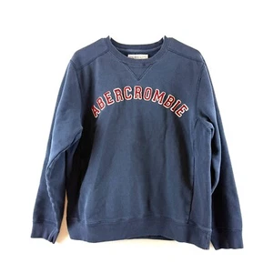 Sudadera De Colección Abercrombie & Fitch Para Hombres Pequeña Azul Cuello Redondo Pullover Años 90 Y2K - Imagen 1 de 11