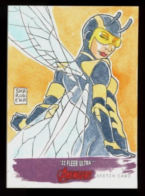 WASP 2022 Fleer Ultra Avengers Marvel Artist Sketch Card Wasp 1/1 - Image 1 of 2
