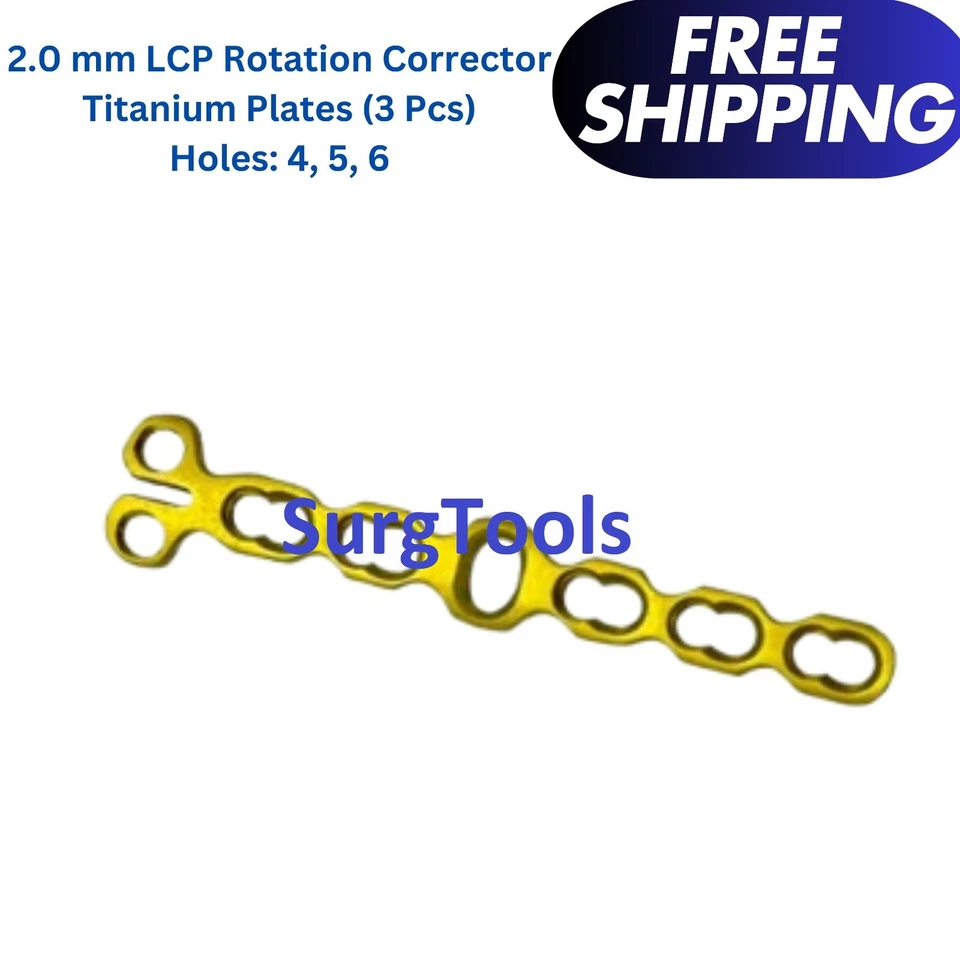 Placas de titanio de corrección de rotación LCP de 2,0 mm con agujeros (4-5-6) - Juego de 3 piezas Foto 1 de 1