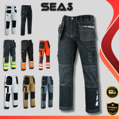 SEA3 Men's Hi Viz Cargo Combat Holster Pockets Tactical Work Trouser