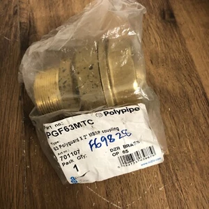 POLYPIPE 63mm Polyguard x 2” Mbsp Coupling Pgf63mtc OP 65 DZR BRASS - Brand New - Picture 1 of 3