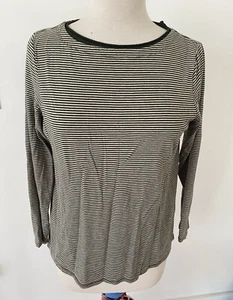 J. Jill Long Sleeve Top Blouse Women’s White Gray Striped Size M Petite - Picture 1 of 8
