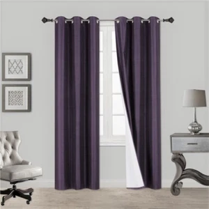 1 PLUM PURPLE SOLID PANEL THERMAL LINED BLACKOUT GROMMET WINDOW CURTAIN K32 84" - Picture 1 of 2