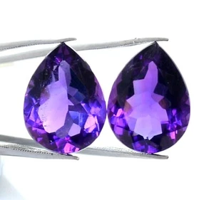 Certified Natural Amethyst Pear Cut Pair 16x12 mm 15.90 CTS Loose Gemstones - Picture 1 of 8